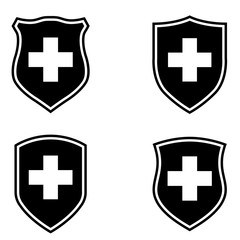 Obraz premium Immunity protection, shield with cross icon, logo on white background