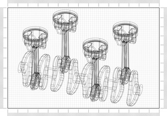engine pistons Architect blueprint 