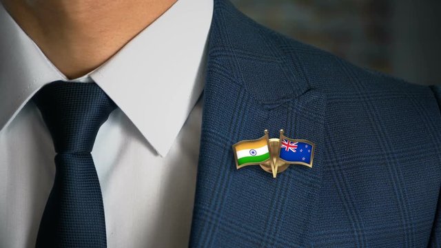 Businessman Friend Flags Pin India-New Zealand