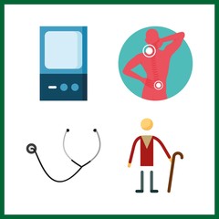 illness icon. elder and pain vector icons in illness set. Use this illustration for illness works.