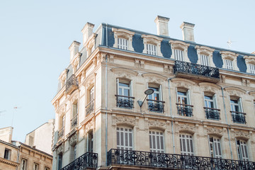 Cityscape in Bordeaux with classical french architecture