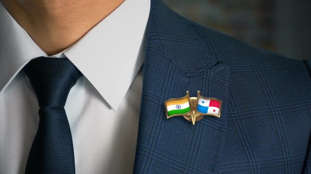 Businessman Friend Flags Pin India-Panama