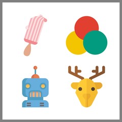 4 closeup icon. Vector illustration closeup set. deer and rgb icons for closeup works