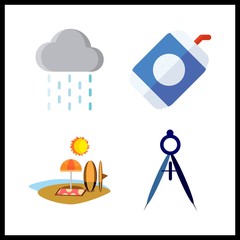 4 splash icon. Vector illustration splash set. soda and beach icons for splash works