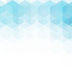 blue polyhedra on a blue background, the effect of transparency. Layout for advertising. Idea for business, interior. Illustration in polygonal style