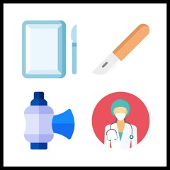 operation icon. valve and surgeon vector icons in operation set. Use this illustration for operation works.