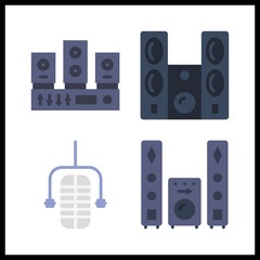 4 voice icon. Vector illustration voice set. sound system and microphone icons for voice works