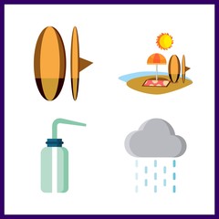 4 splash icon. Vector illustration splash set. beach and surf icons for splash works