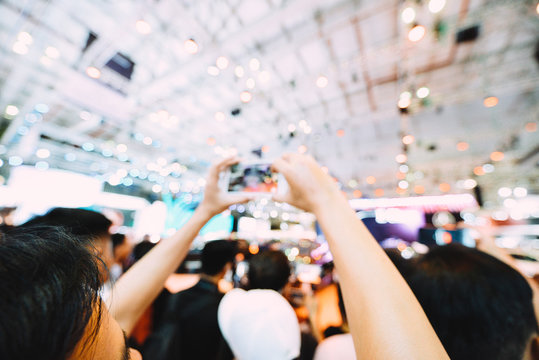 Royalty high quality free stock photo of abstract blur and defocused of Exhibitors are taking photos