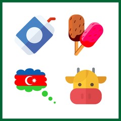summer icon. cow and azerbaijan vector icons in summer set. Use this illustration for summer works.
