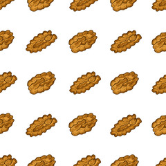 Pecan. Nut. Sketch. Wallpaper, seamless, texture. White background.
