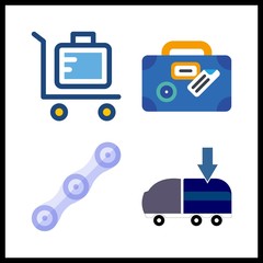 4 plane icon. Vector illustration plane set. suitcase and chain icons for plane works