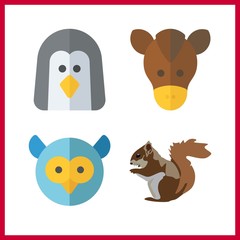animal icon. owl and penguin vector icons in animal set. Use this illustration for animal works.