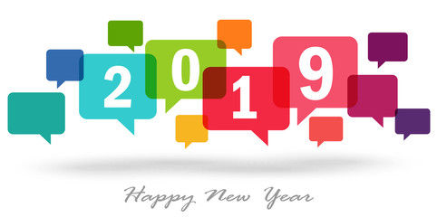 new year 2019 speech bubbles