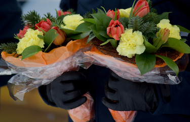 Flowers on the flower ceremony of IBU Biathlon World Cup