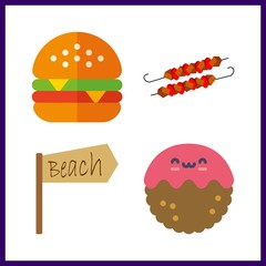 meat icon. meatball and hamburger vector icons in meat set. Use this illustration for meat works.