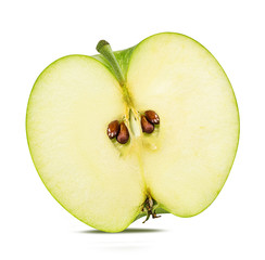 Fresh green apple isolated on white background with clipping path