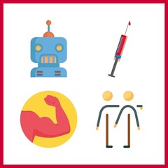 4 arm icon. Vector illustration arm set. trust and muscle icons for arm works