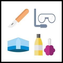 4 mask icon. Vector illustration mask set. aqualung and doctor hat icons for mask works