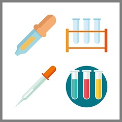 dropper icon. test tube and pipet vector icons in dropper set. Use this illustration for dropper works.