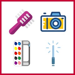 4 image icon. Vector illustration image set. watercolor and photo camera icons for image works