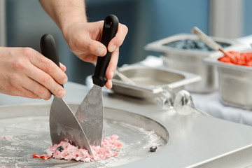Fresh berries and ice cream