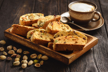 Homemade pistachio and cranberry biscotti.