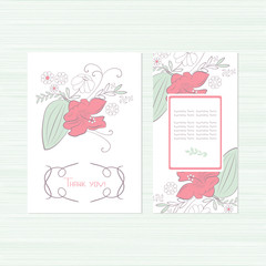 Template. Set of roses. Invitation. Thanks. A gentle background. Card and envelope.It can be used for an anniversary, Valentine's Day, birthday, holiday.