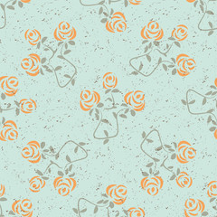 Yellow roses on a blue background. Abstraction. Sketch, Doodle. Seamless.