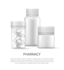 Pharmacy Poster with Plastic Silver Bottles Covers