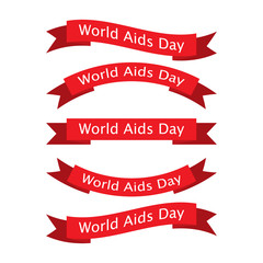 Set of World Aids Day ribbons. Vector illustration.