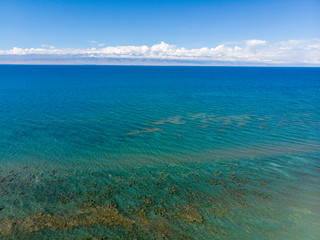 Fototapeta premium The Issyk-kul Lake. Kyrgyzstan, Central Asia. Dron Arial Shoot.
