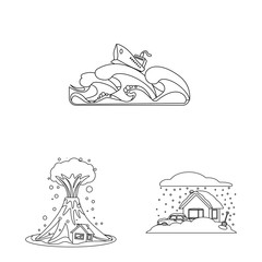 Vector illustration of natural and disaster logo. Collection of natural and risk vector icon for stock.