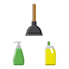 Fototapeta premium Isolated object of cleaning and service logo. Set of cleaning and household stock vector illustration.