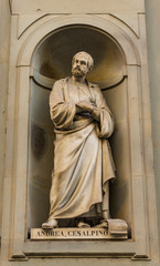 Botanist Andrea Cesalpino monument in Florence, Italy