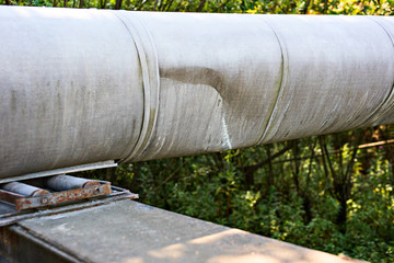 Crumpled thermal street horizontal pipe