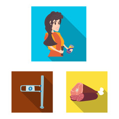 Vector design of food and drink sign. Collection of food and store vector icon for stock.