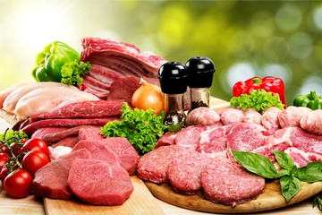Freshness Meat collection on wooden background