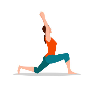 Crescenet Lunge Pose of Yoga Vector Illustration