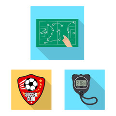 Vector illustration of soccer and gear sign. Set of soccer and tournament stock vector illustration.