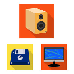 Vector design of laptop and device sign. Collection of laptop and server vector icon for stock.