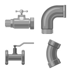 Vector design of pipe and tube sign. Collection of pipe and pipeline stock symbol for web.