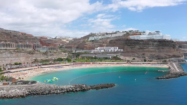 Beautiful Amadores beach at Gran Canaria from the Air
