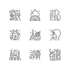 Simple set of allergy icons. Premium medicine symbol collection. Vector illustration. Line allergic pictogram pack.