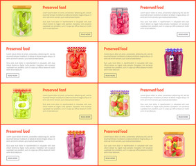 Preserved Food Set of Posters Vector Illustration