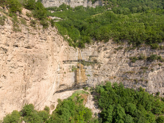 Afurja Waterfall. Afurdzhi Falls  Is Located in Quba Azerbaijan. Areal Dron Shoot.
