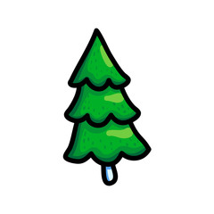 Christmas fir trees on white background
