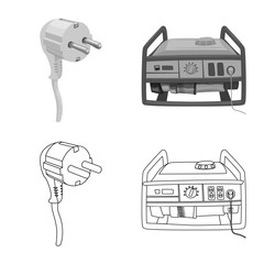 Vector illustration of electricity and electric symbol. Set of electricity and energy stock symbol for web.