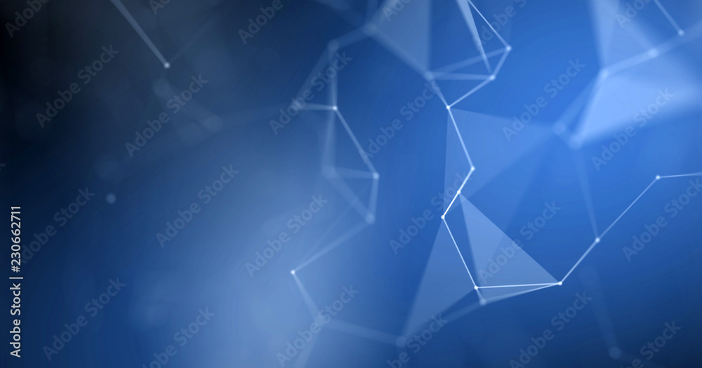 Poster plexus background, abstract blue geometric polygon wireframe. blue 3d futuristic background with lig
