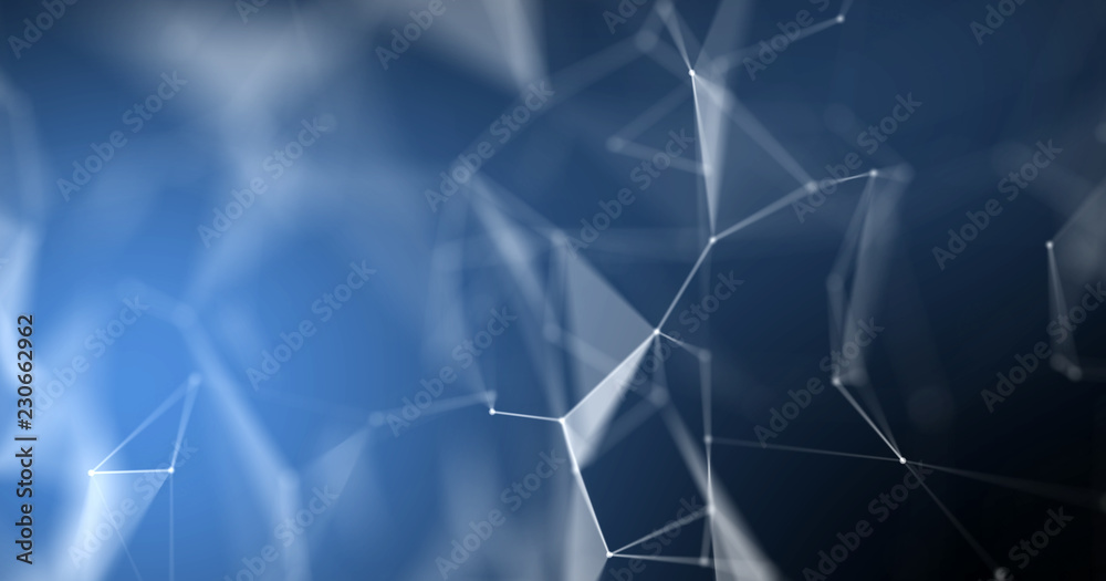 Aufkleber Plexus abstract background, geometric 3D structure. Digital technology blue macro molecular connection nodes texture background